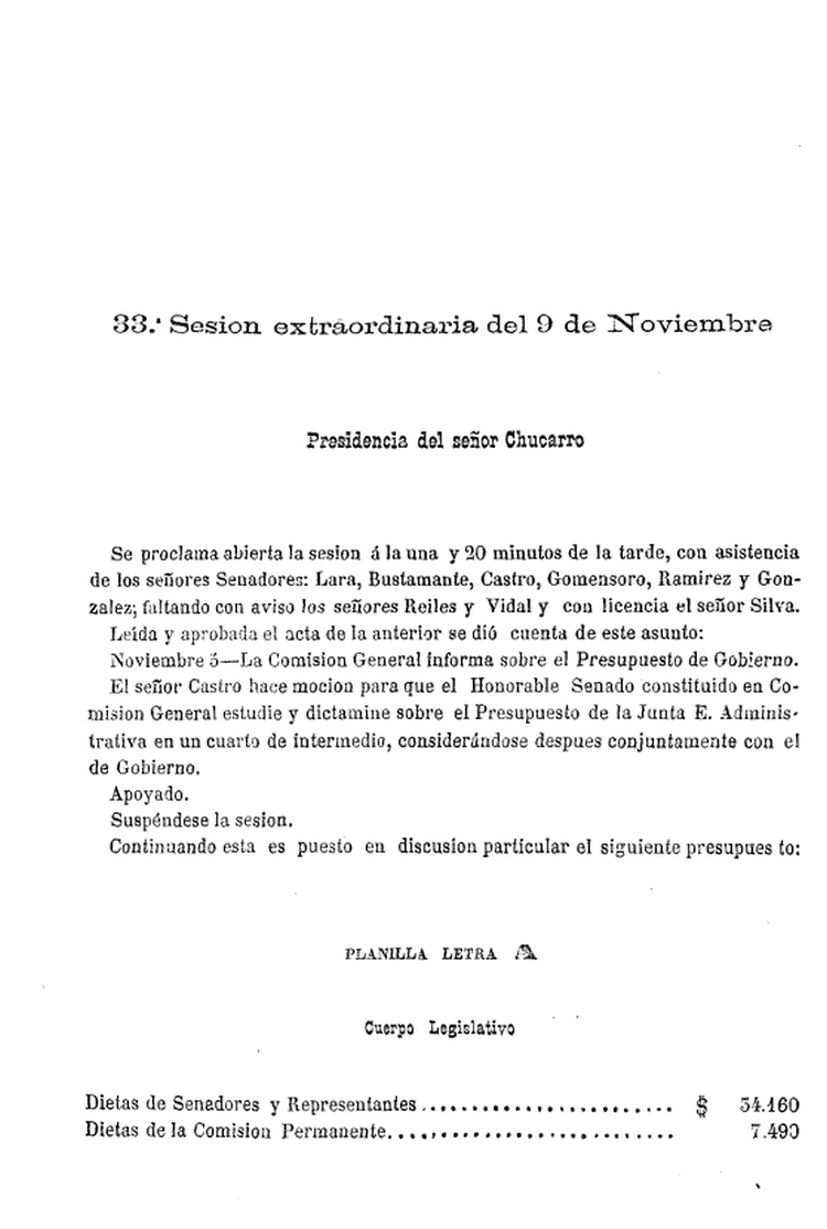 DIARIO DE SESIONES DE LA CAMARA DE SENADORES del 09/11/1869